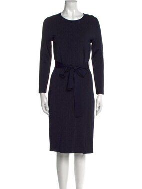CH CAROLINA HERRERA Women's Crew Neck Midi Length Dress Size S In Navy (Damaged)